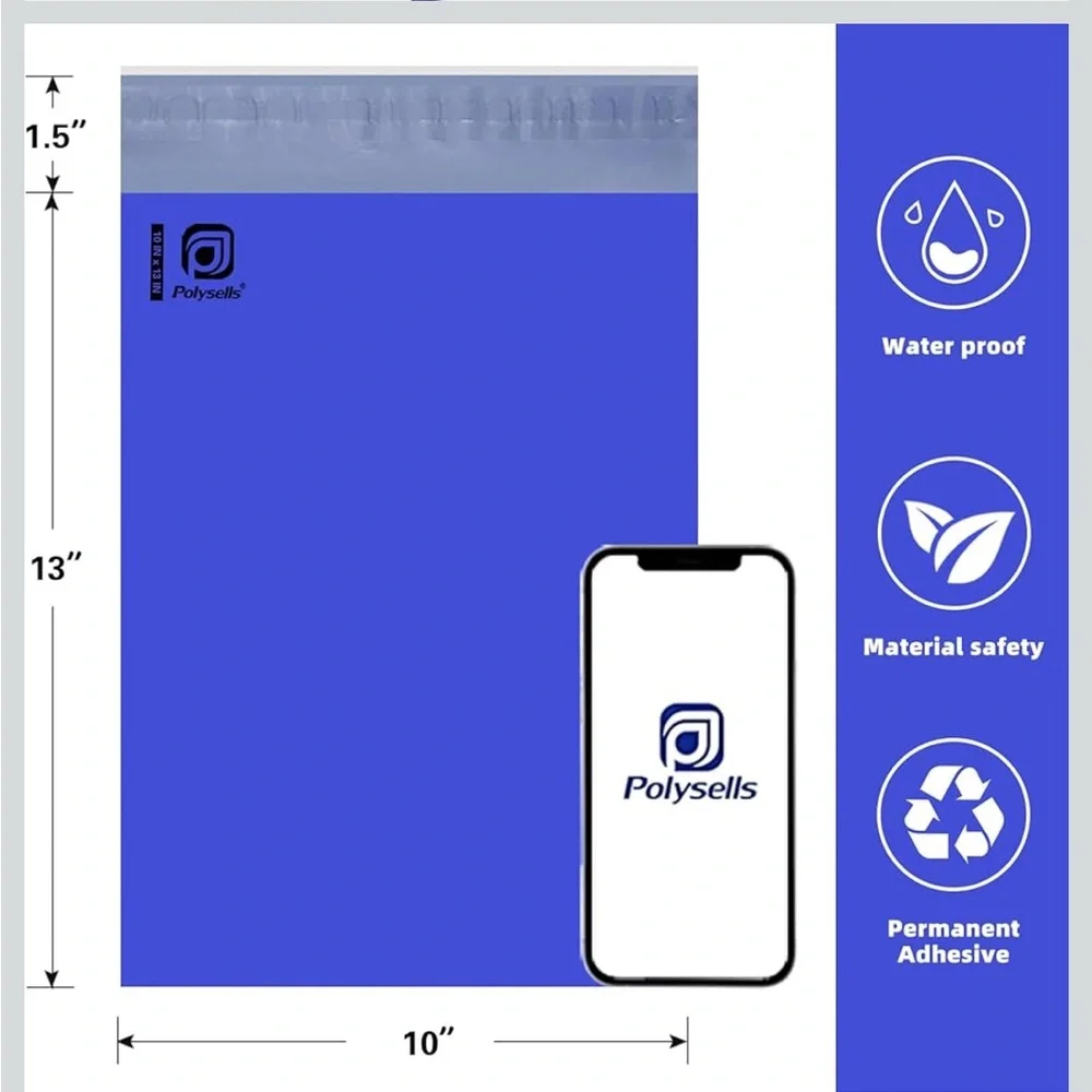 10 Large 10” x 13” Poly Mailers and 11 Bonus Stickers ~Purple